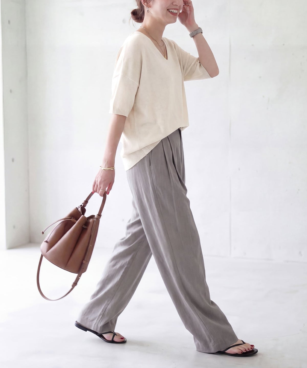 着用イメージ 166cm オートミール