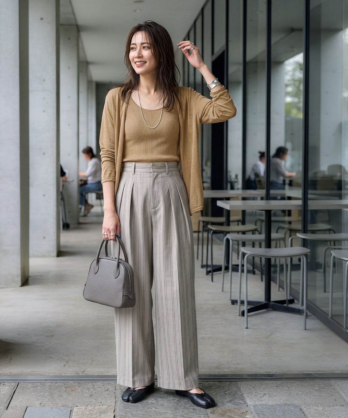 着用イメージ 163cm ベージュ