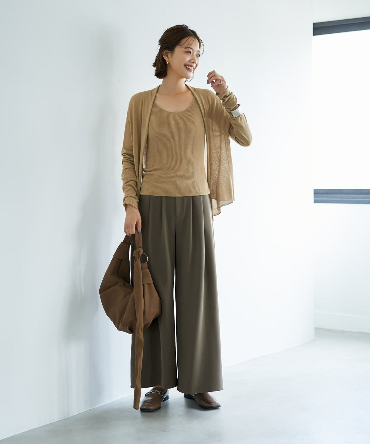 着用イメージ 167cm ベージュ