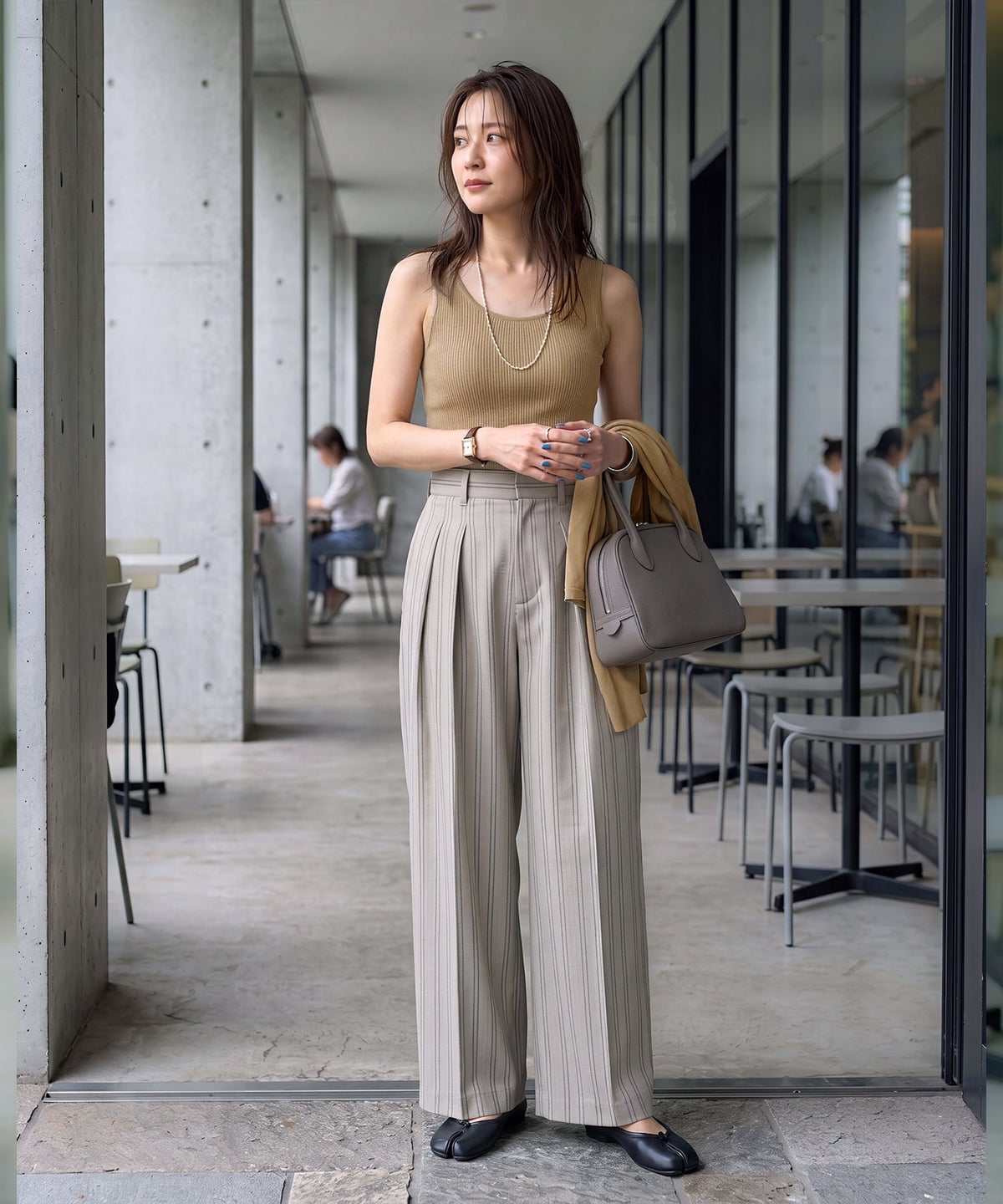 着用イメージ 163cm ベージュ