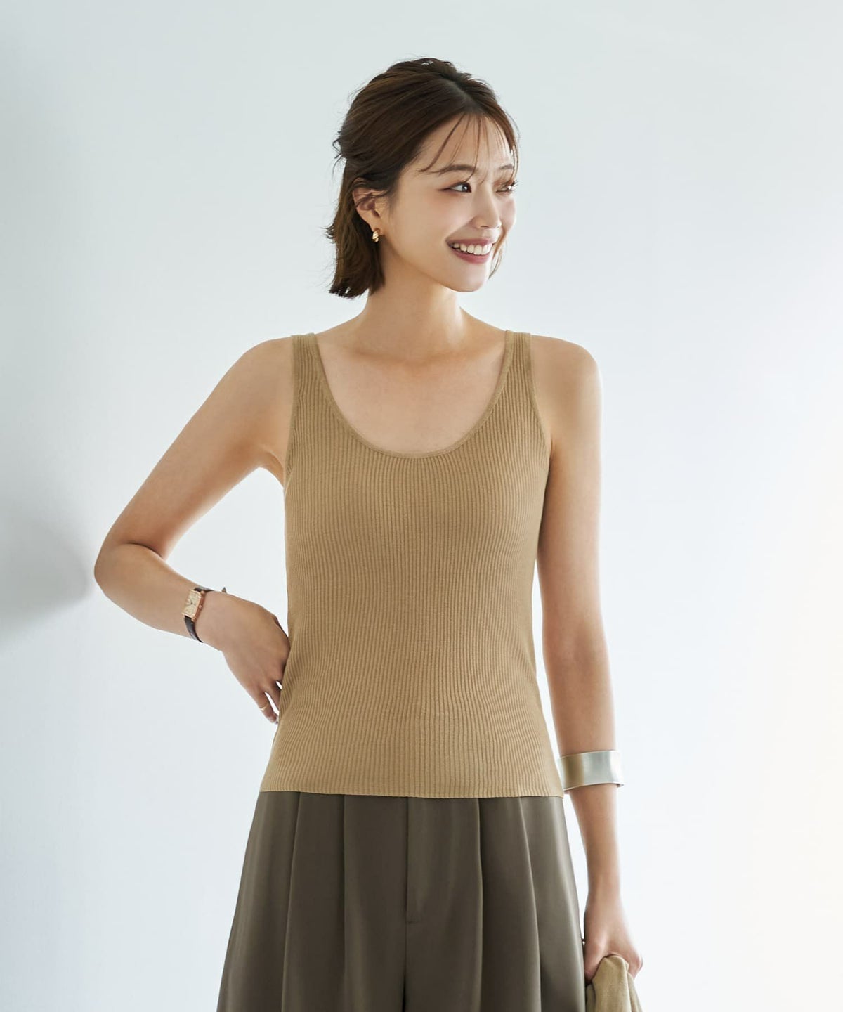 着用イメージ 167cm ベージュ