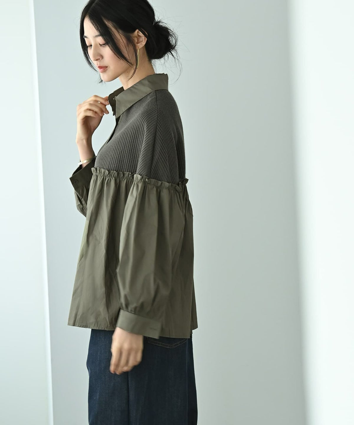着用イメージ 170cm カーキ