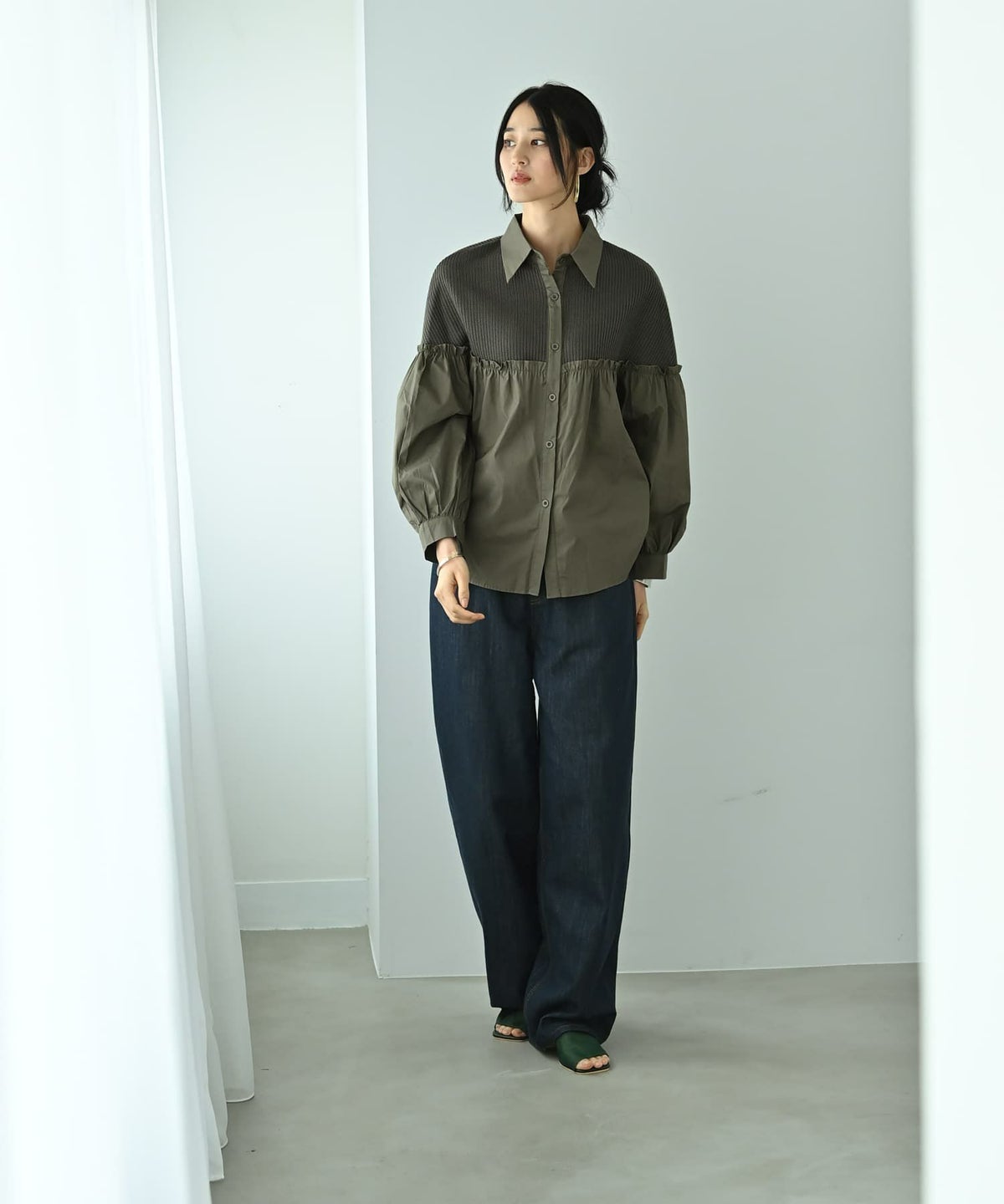 着用イメージ 170cm カーキ