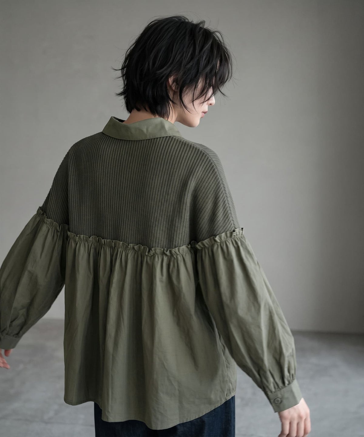 着用イメージ 170cm カーキ
