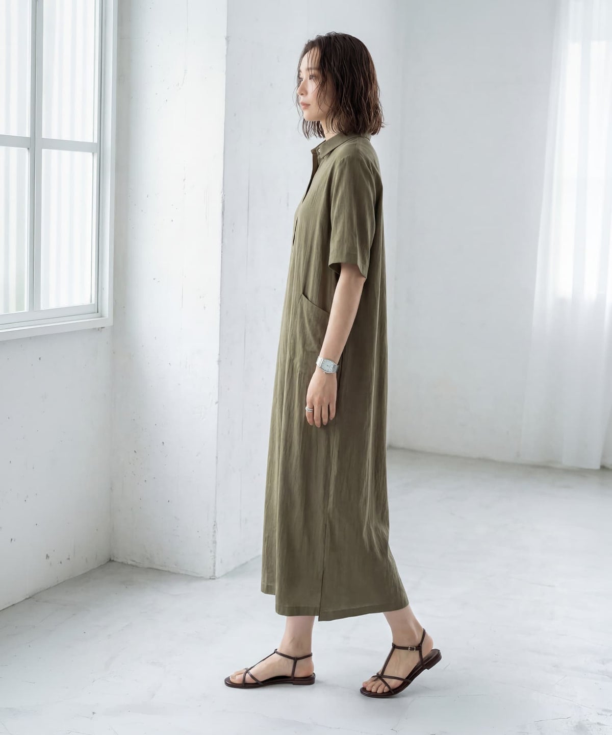 着用イメージ 163cm カーキ