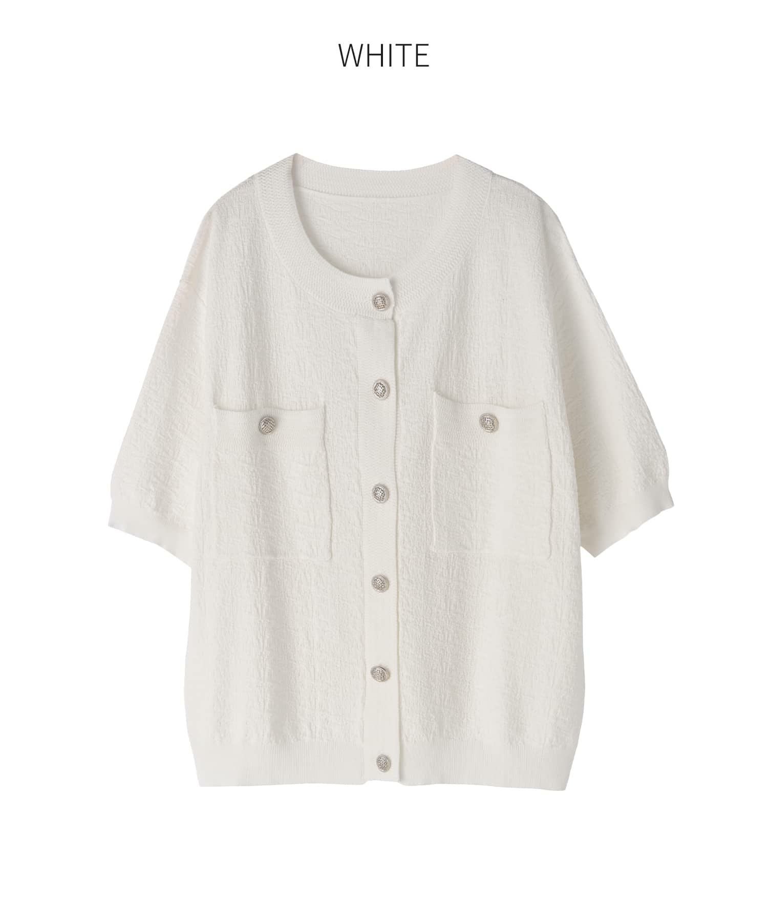 表面感のあるノーカラージャケット風カーデtops | おしゃれな大人