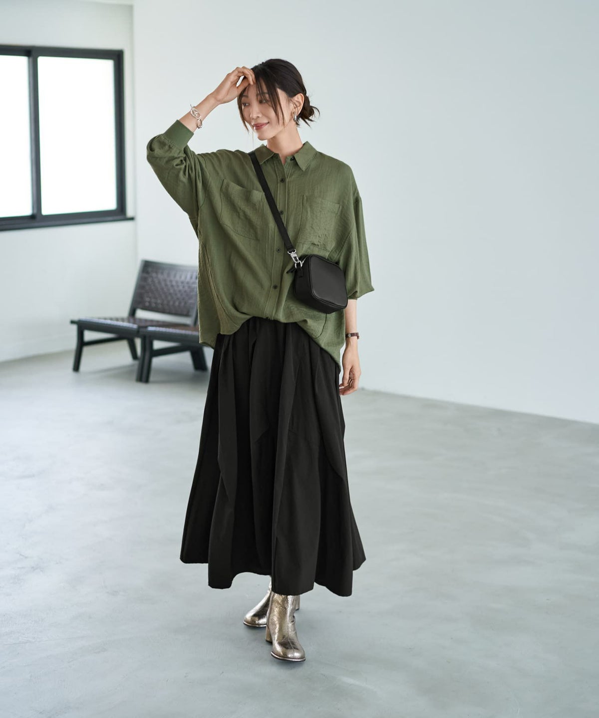 着用イメージ 166cm バジルグリーン