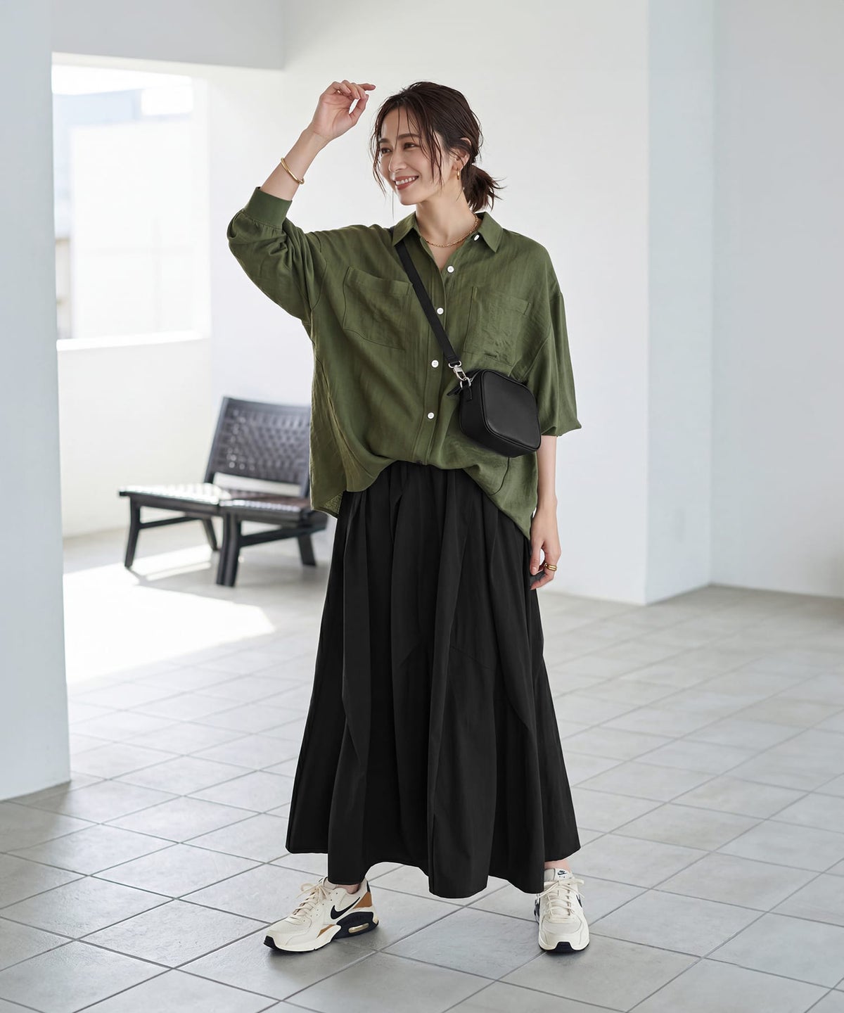 着用イメージ 163cm バジルグリーン