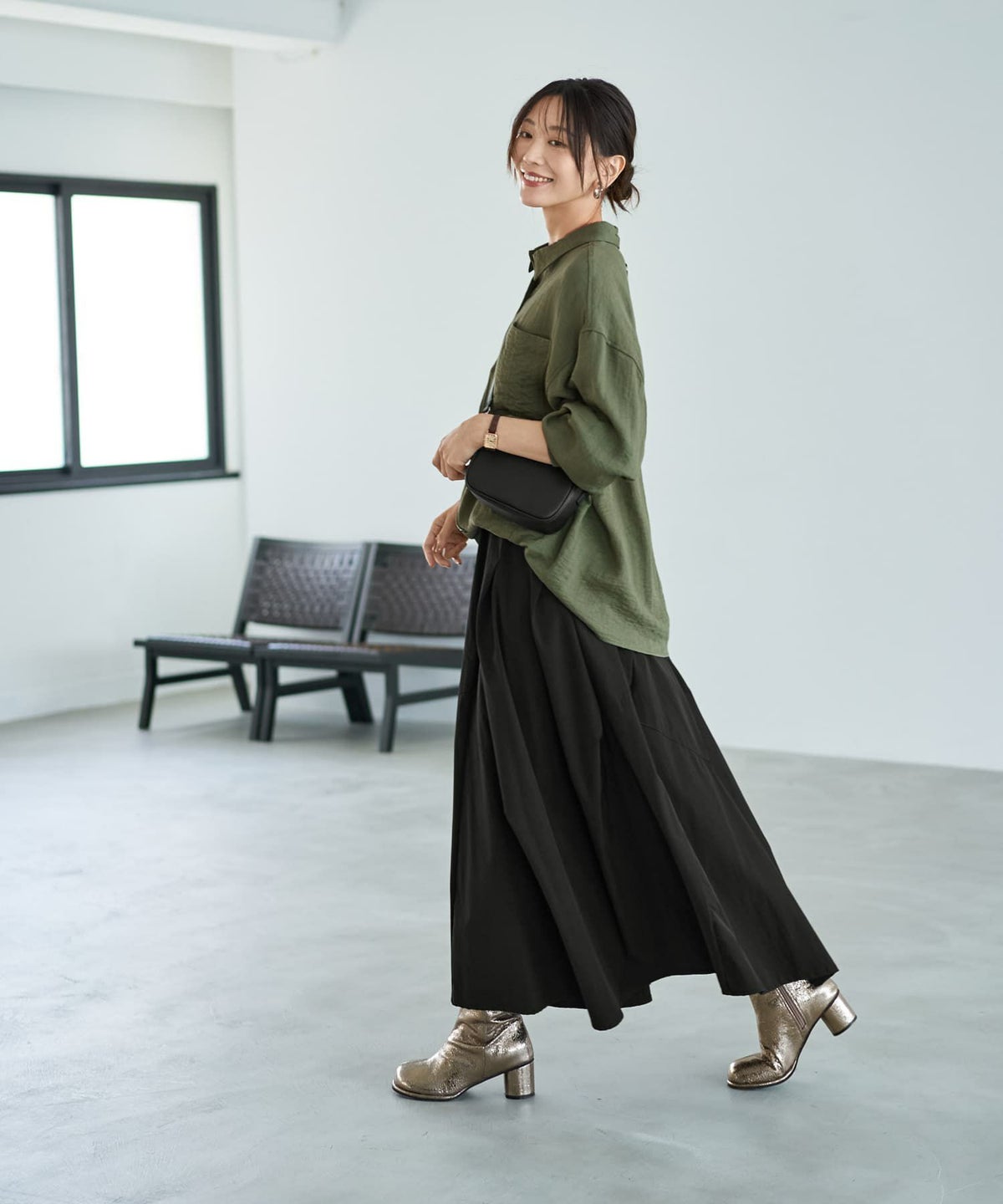 着用イメージ 166cm バジルグリーン