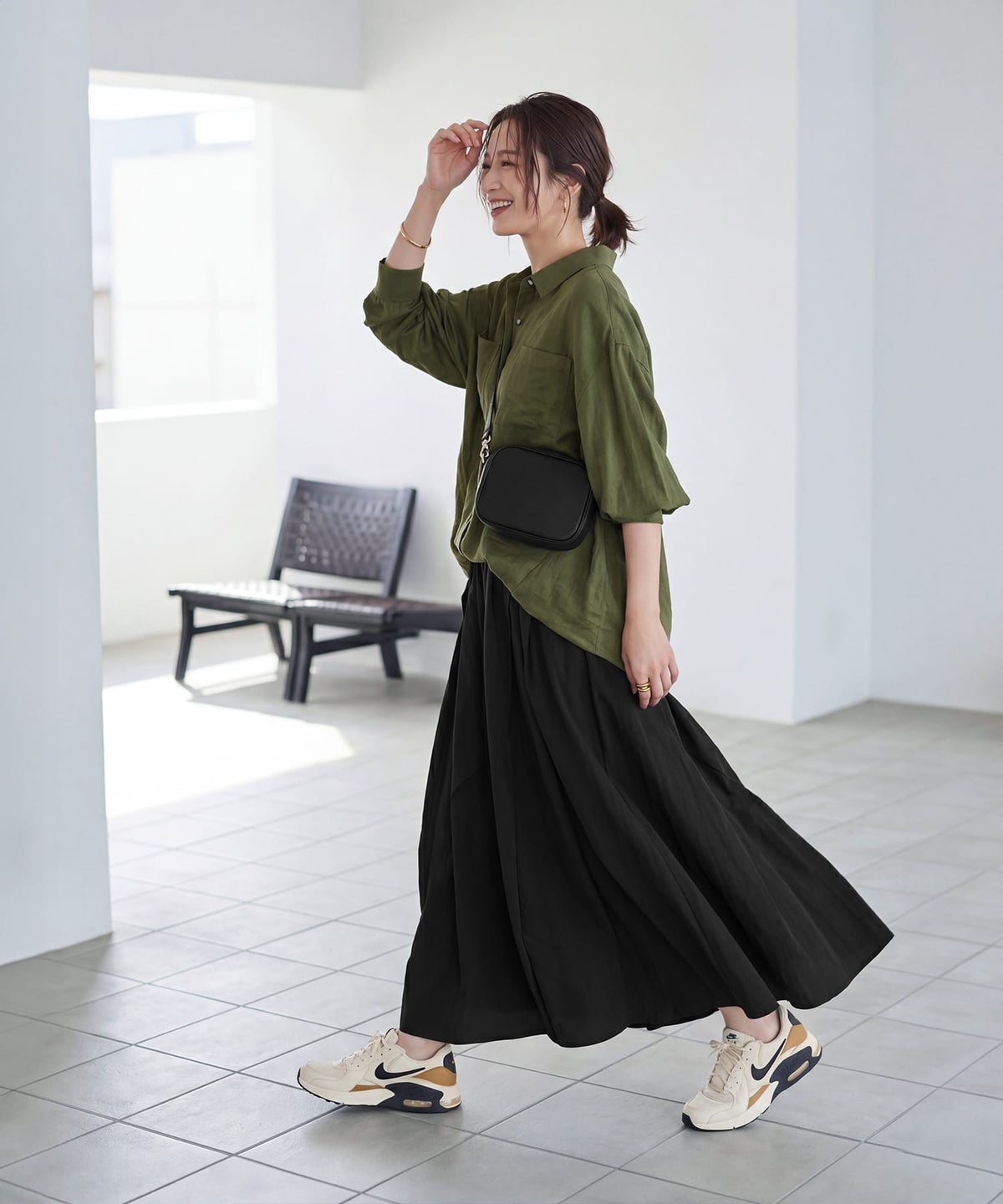 着用イメージ 163cm バジルグリーン