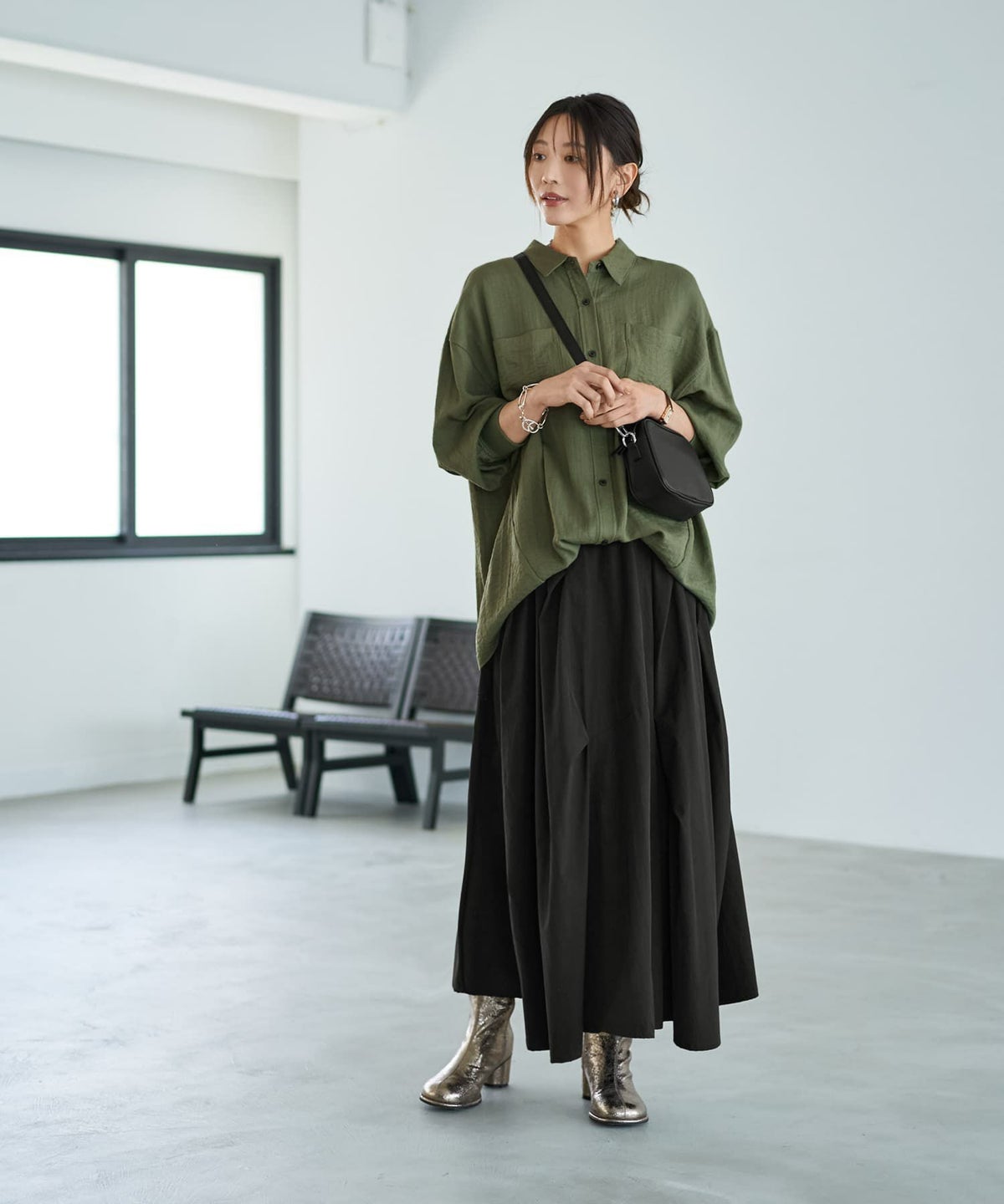 着用イメージ 166cm バジルグリーン