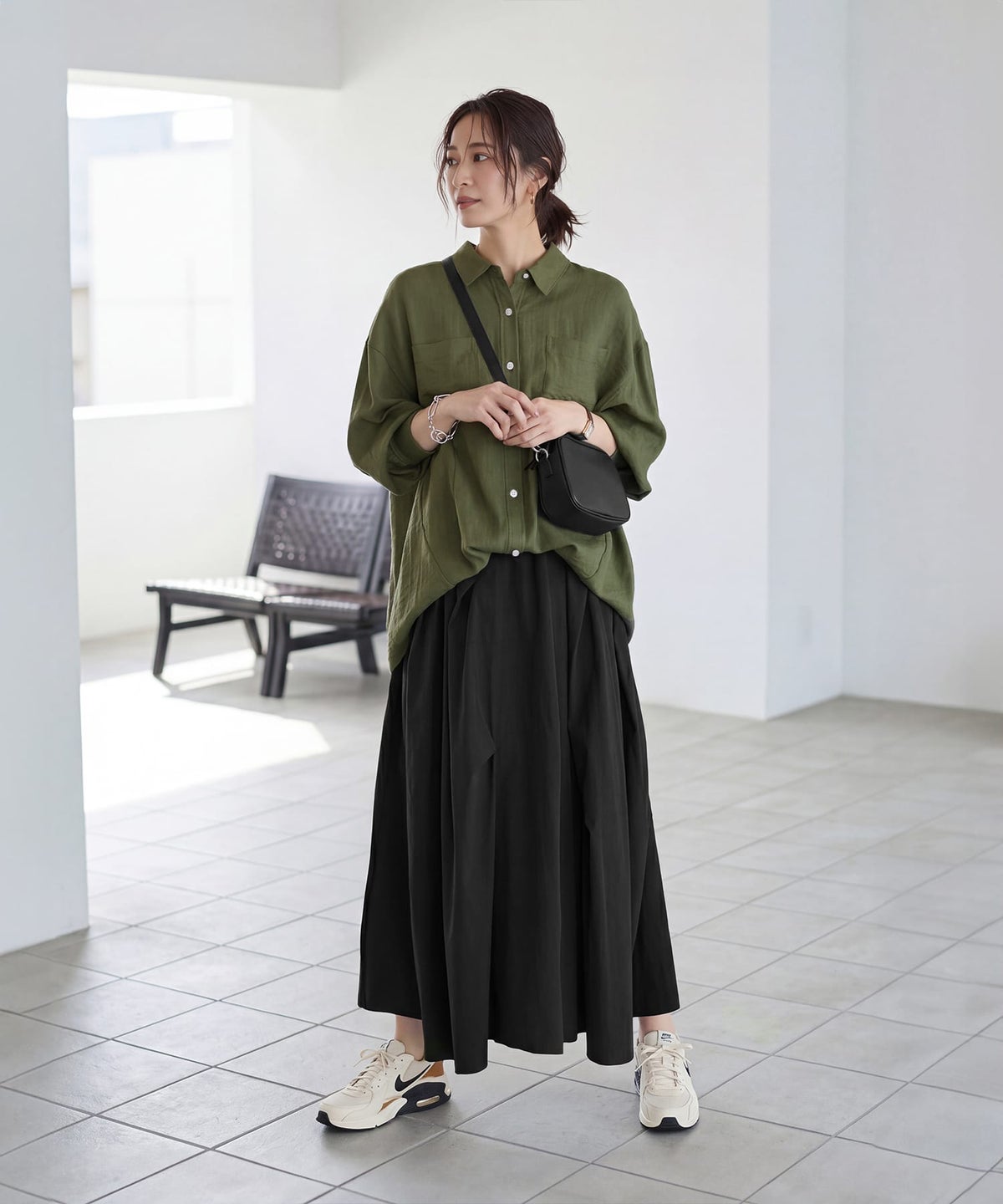 着用イメージ 163cm バジルグリーン