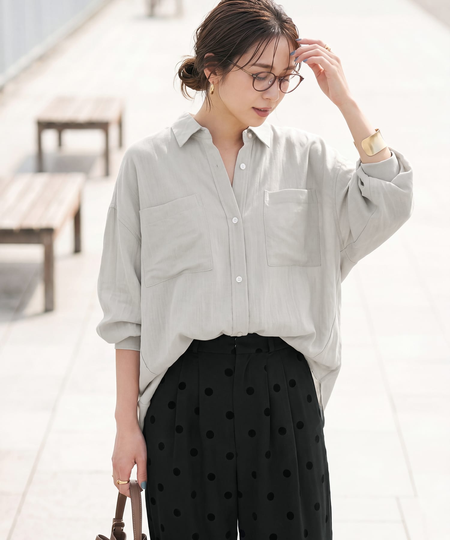 予約]【LUXE】前裾イン風ワザあり2WAYシャツ【7月中旬頃入荷