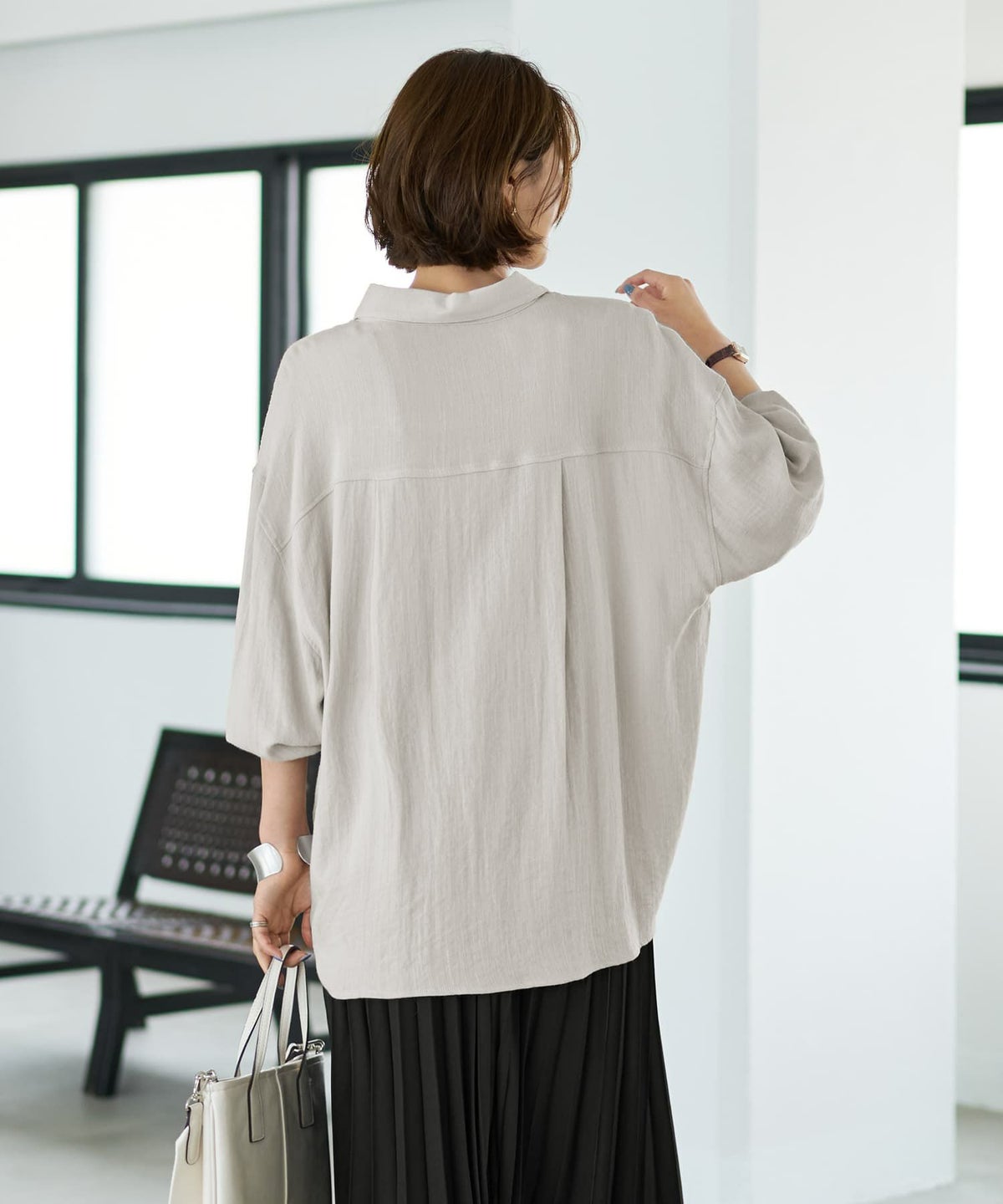 着用イメージ 167cm グレージュ