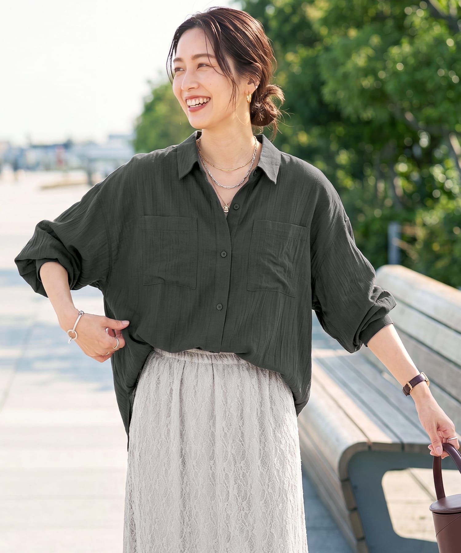 予約]【LUXE】前裾イン風ワザあり2WAYシャツ【7月中旬頃入荷
