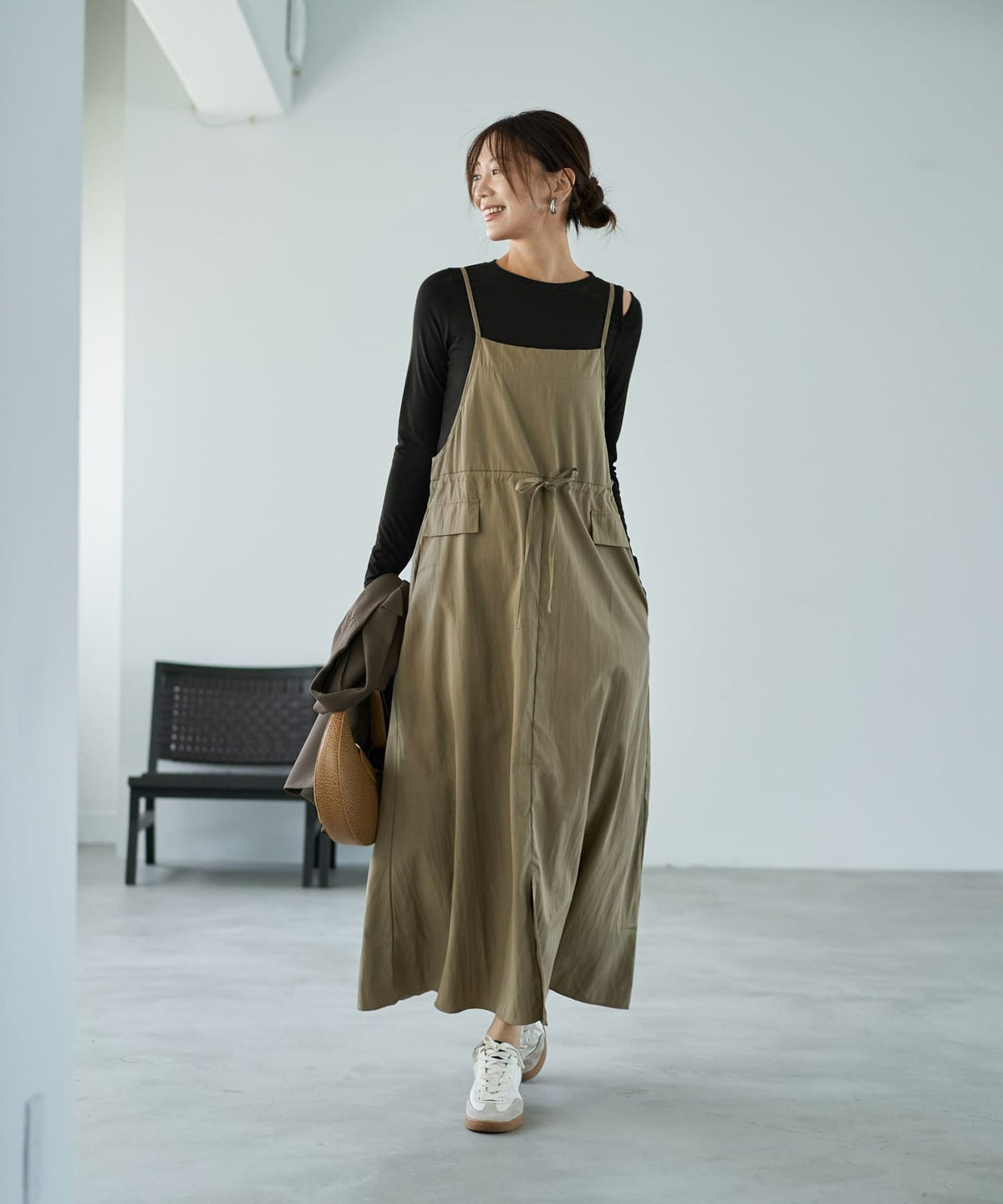 着用イメージ 166cm オリーブベージュ