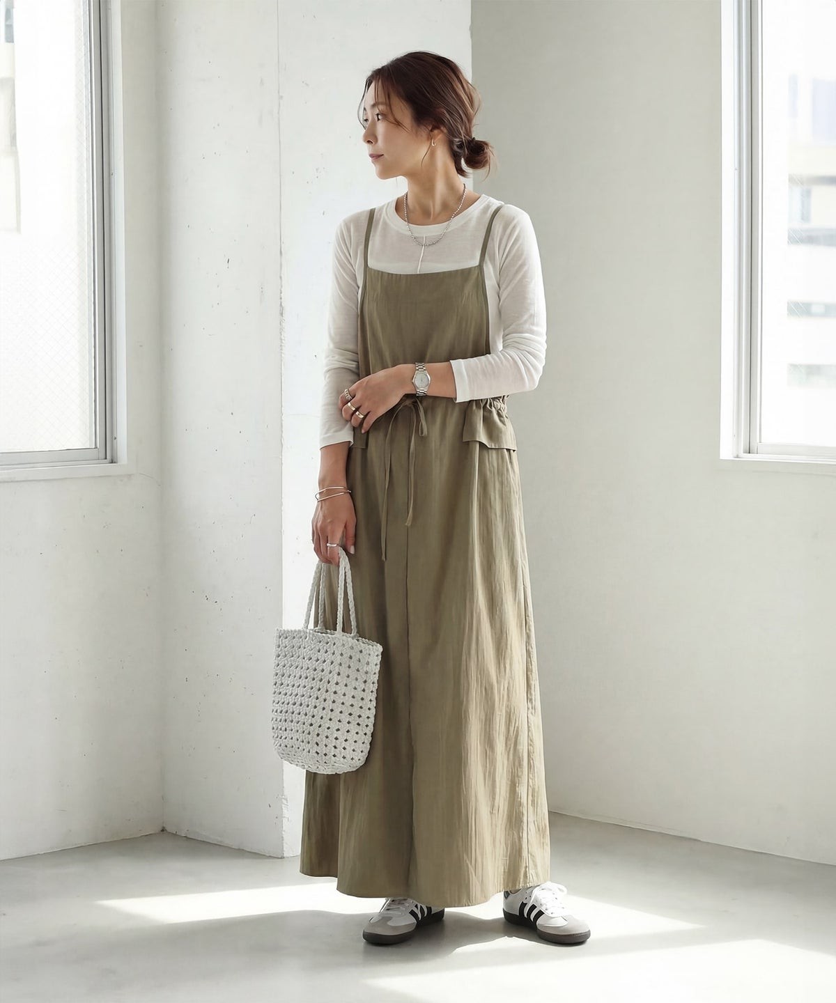 着用イメージ 163cm オリーブベージュ