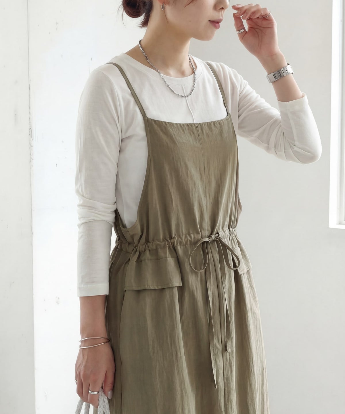 着用イメージ 163cm オリーブベージュ