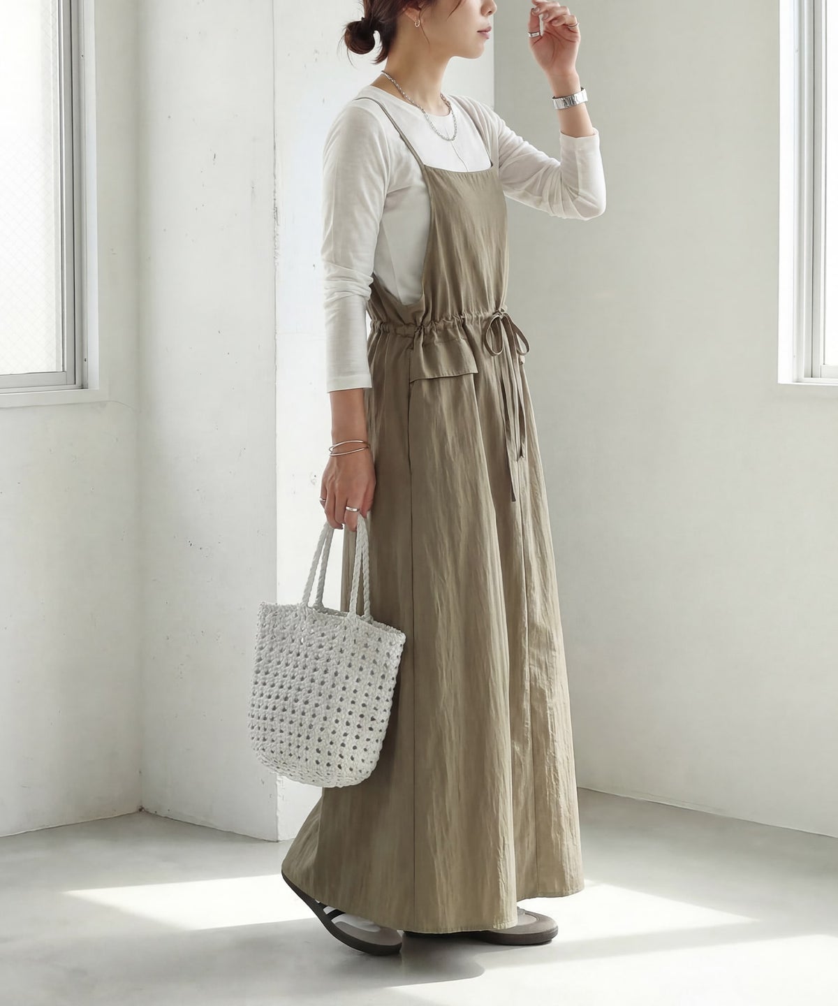 着用イメージ 163cm オリーブベージュ