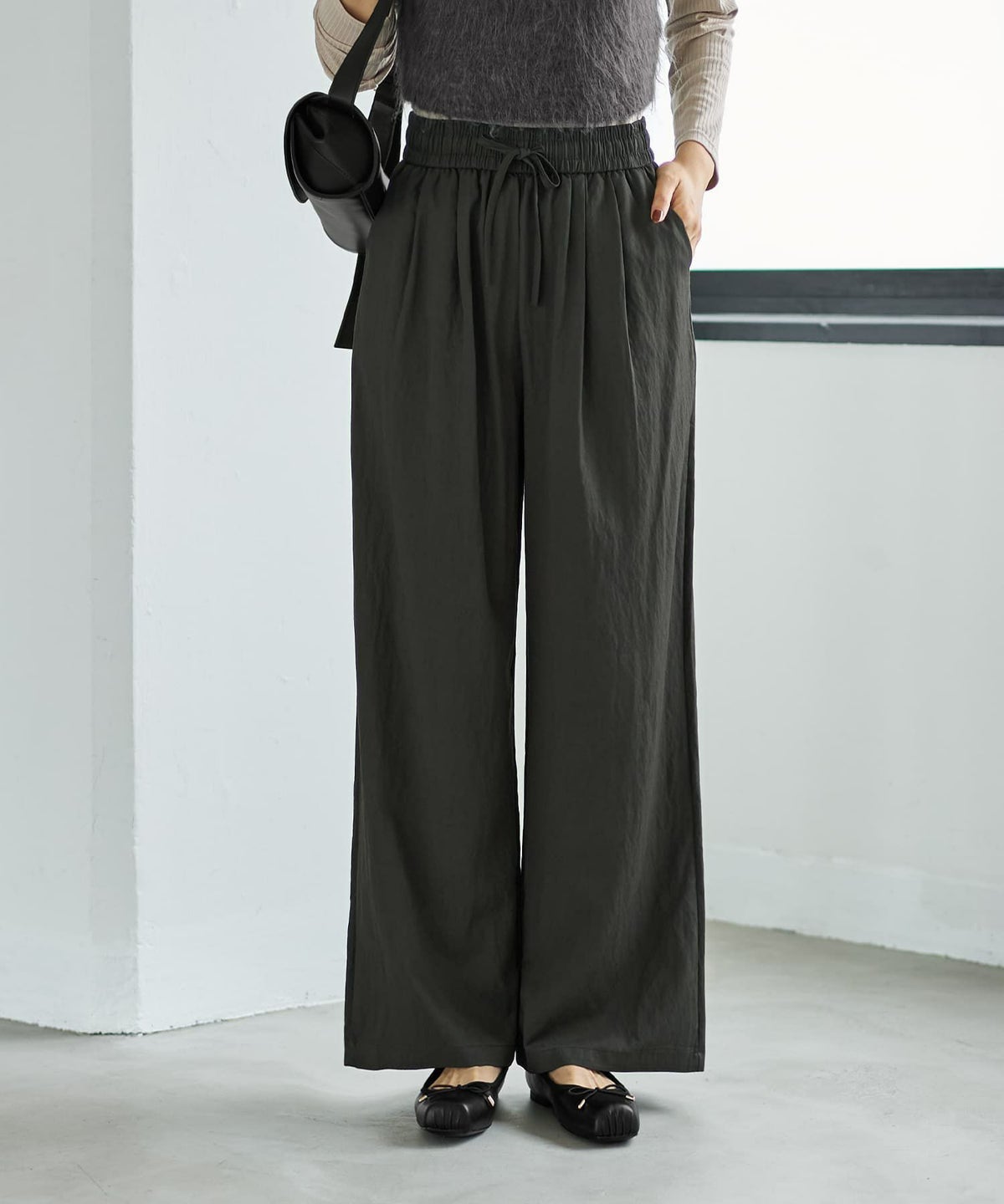 着用イメージ 166cm ダークカーキ