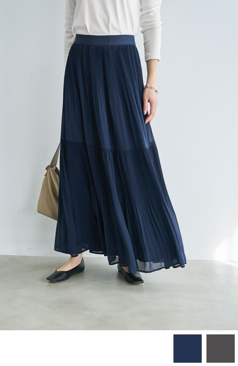 シフォンジョーゼットMIXプリーツスカート | おしゃれな大人レディース