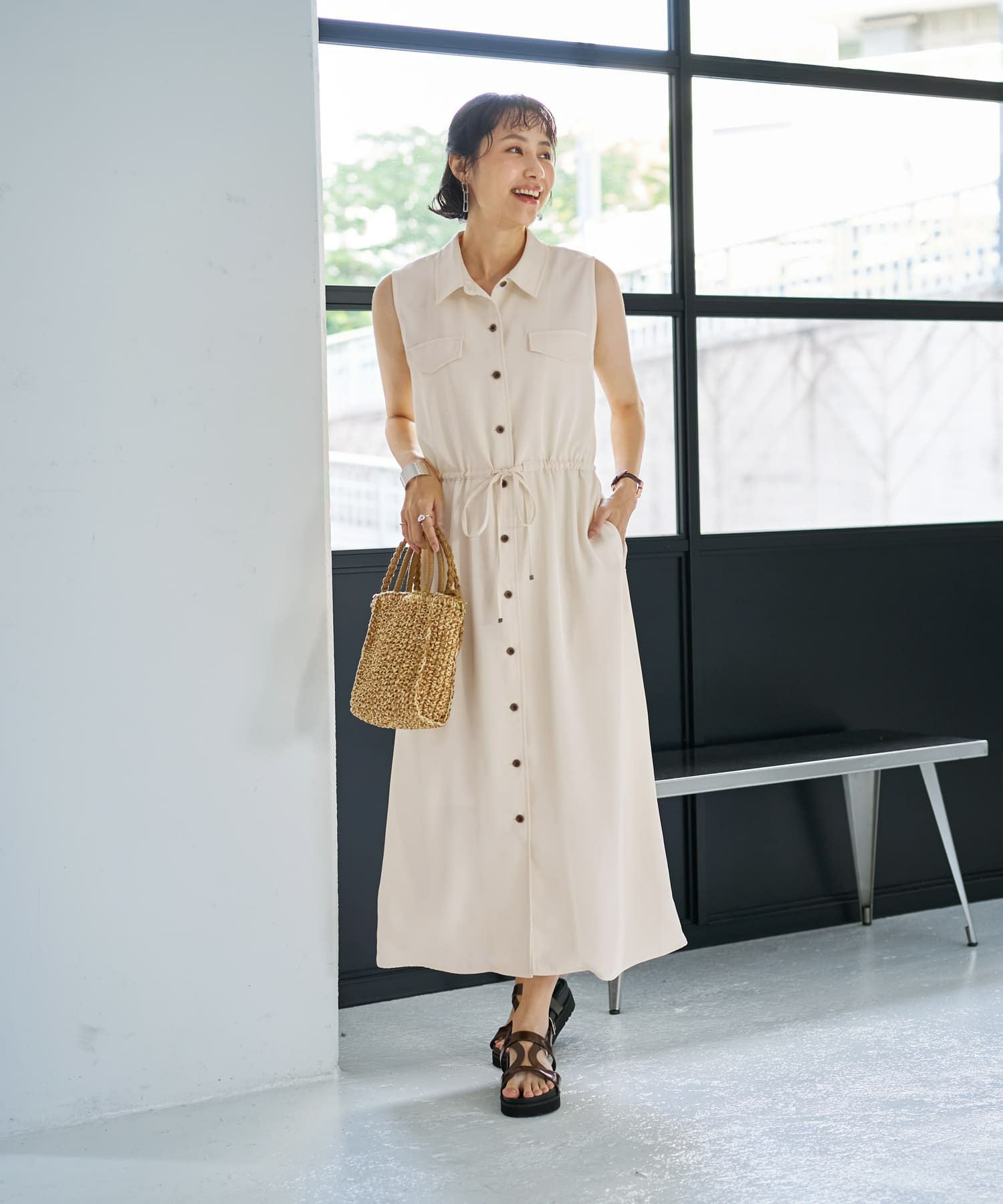 LUXE】ノースリドロストシャツワンピース | おしゃれな大人レディース