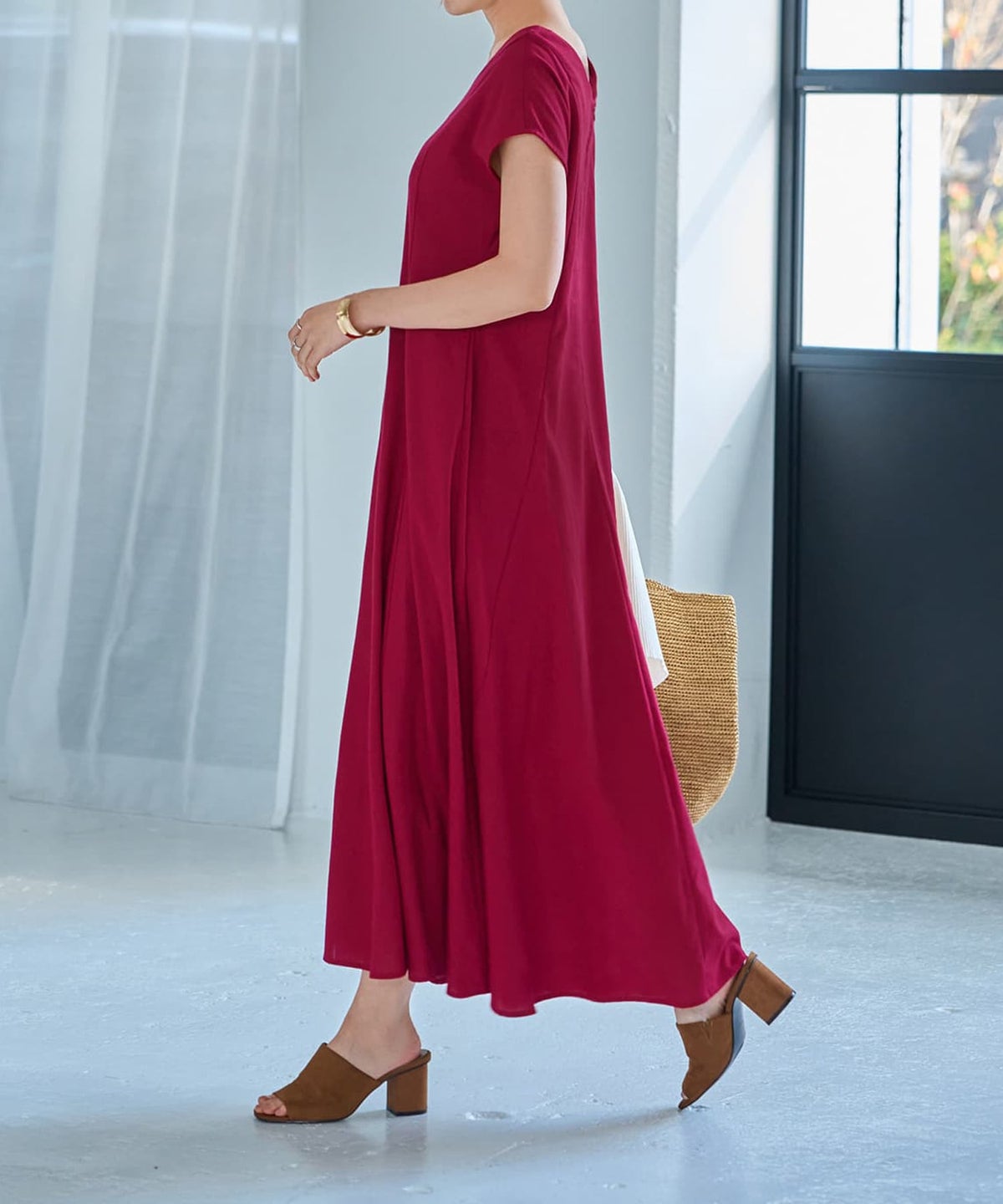 着用イメージ 166cm ダークレッド 02