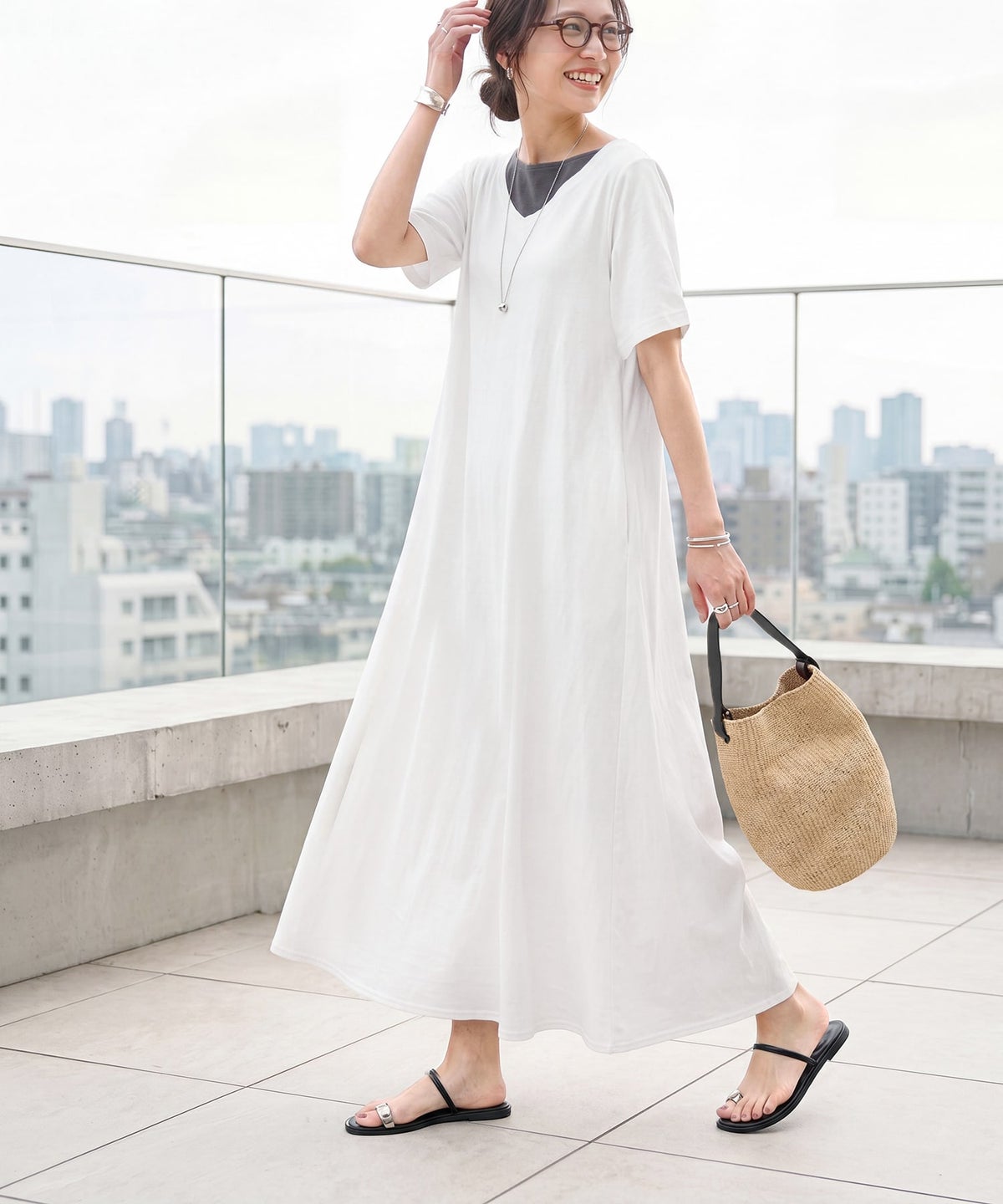 着用イメージ 163cm ホワイト 01