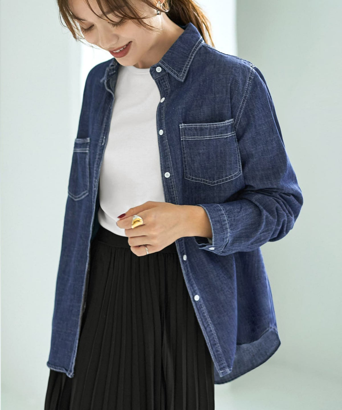 着用イメージ 167cm ダークブルー