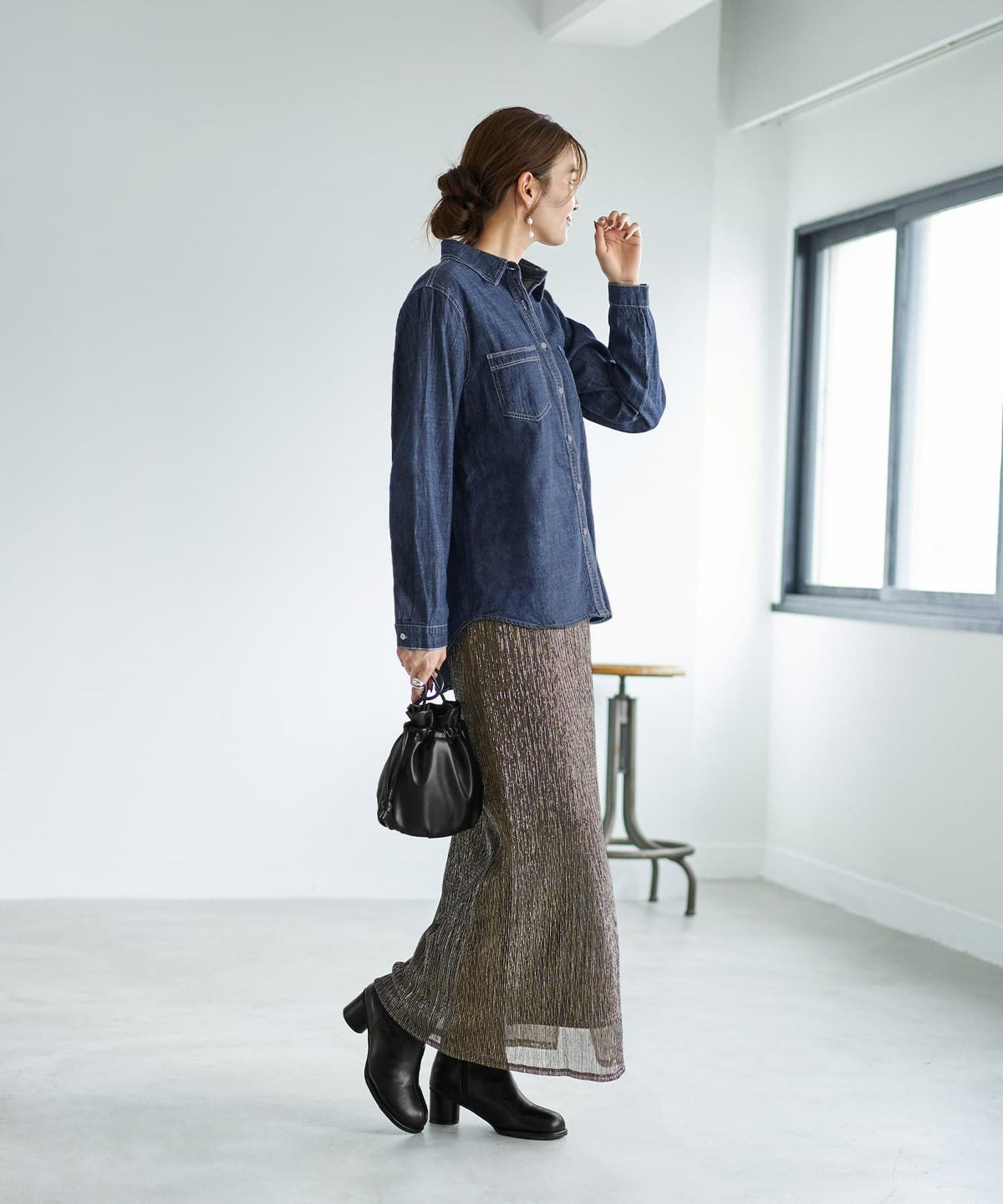 着用イメージ 166cm ダークブルー