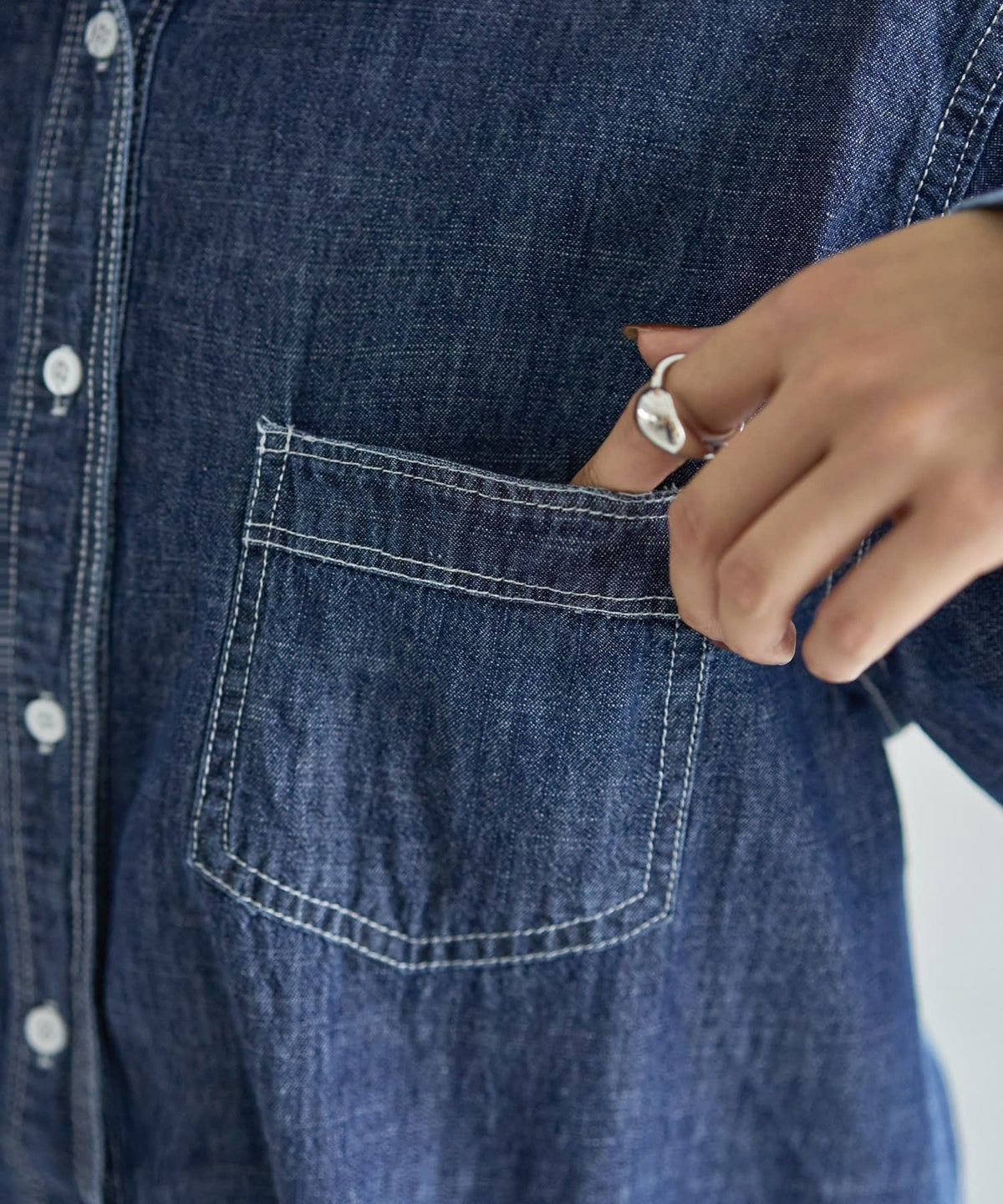 着用イメージ 166cm ダークブルー