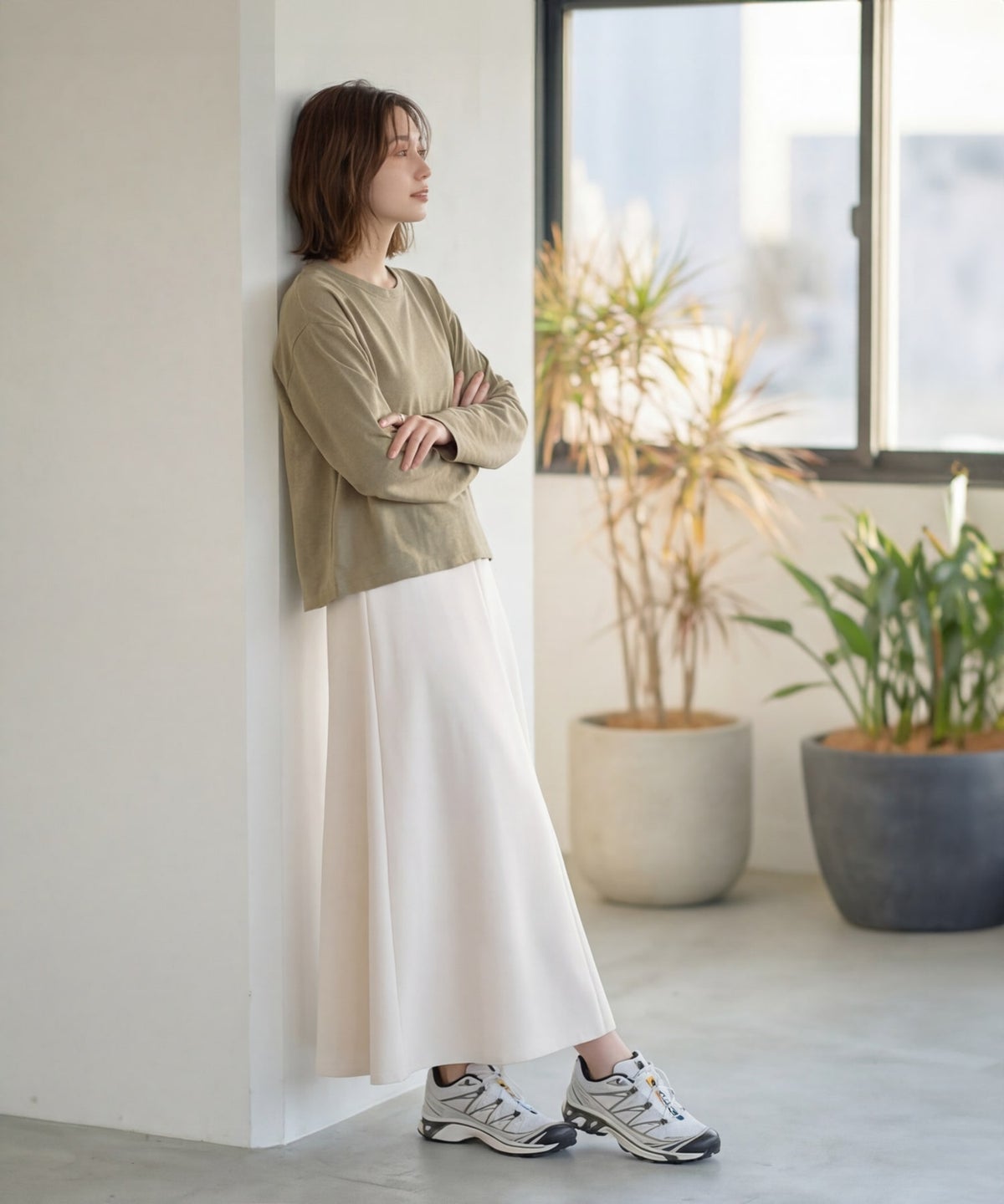 着用イメージ 165cm カーキ 