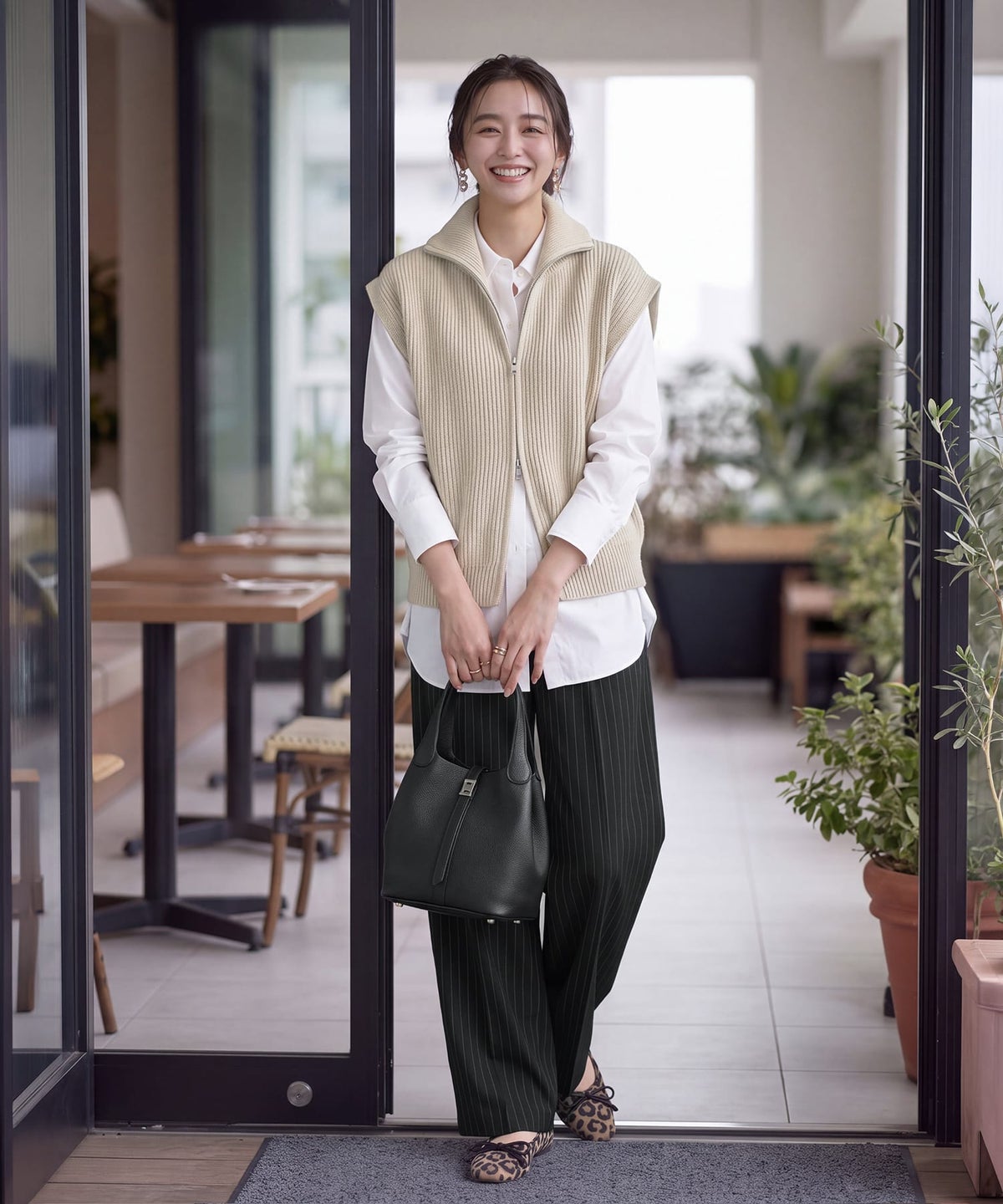 着用イメージ 163cm ライトベージュ