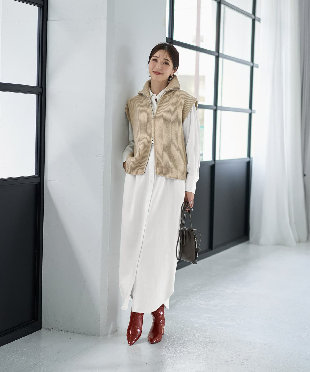 着用イメージ 166cm ライトベージュ