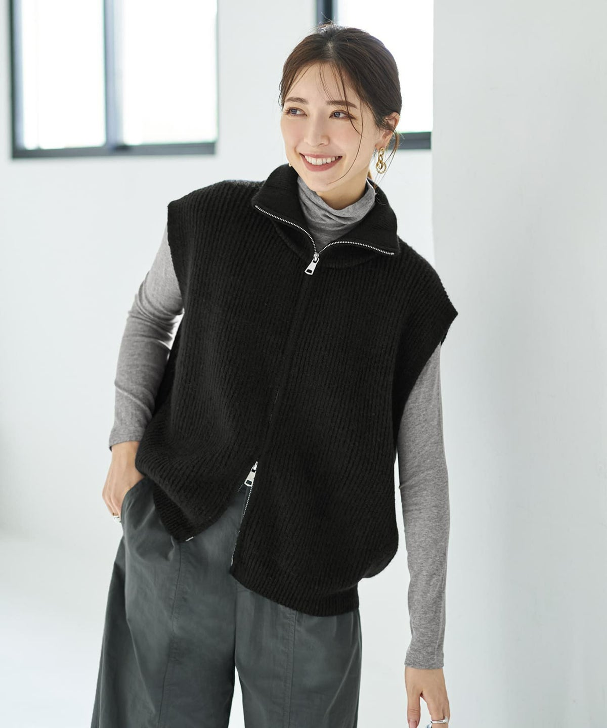 着用イメージ 166cm ブラック