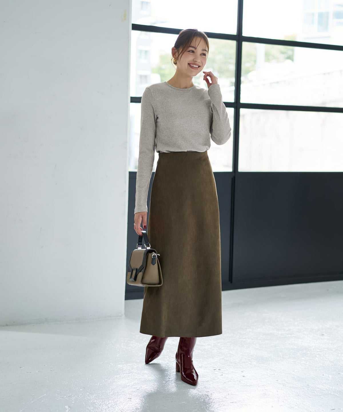 着用イメージ 167cm ライトグレー