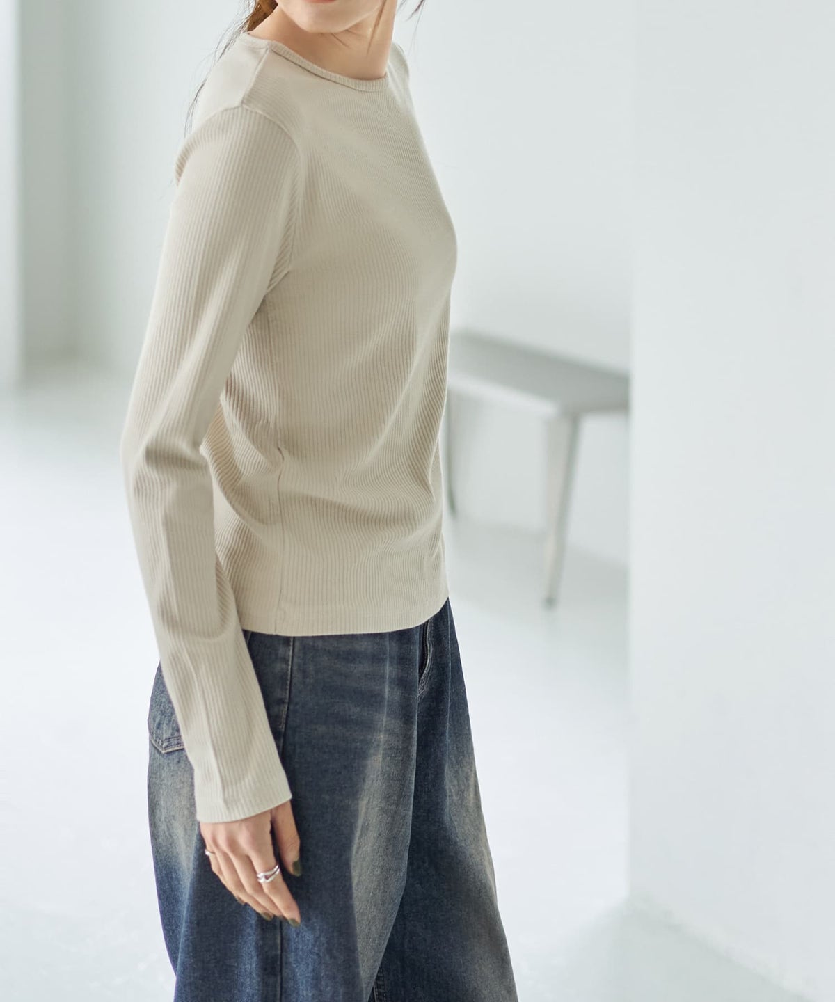 着用イメージ 163cm ベージュ