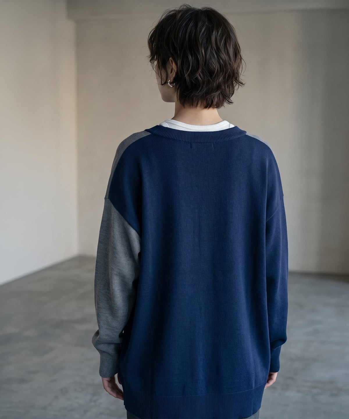 着用イメージ 170cm ネイビー×グレー