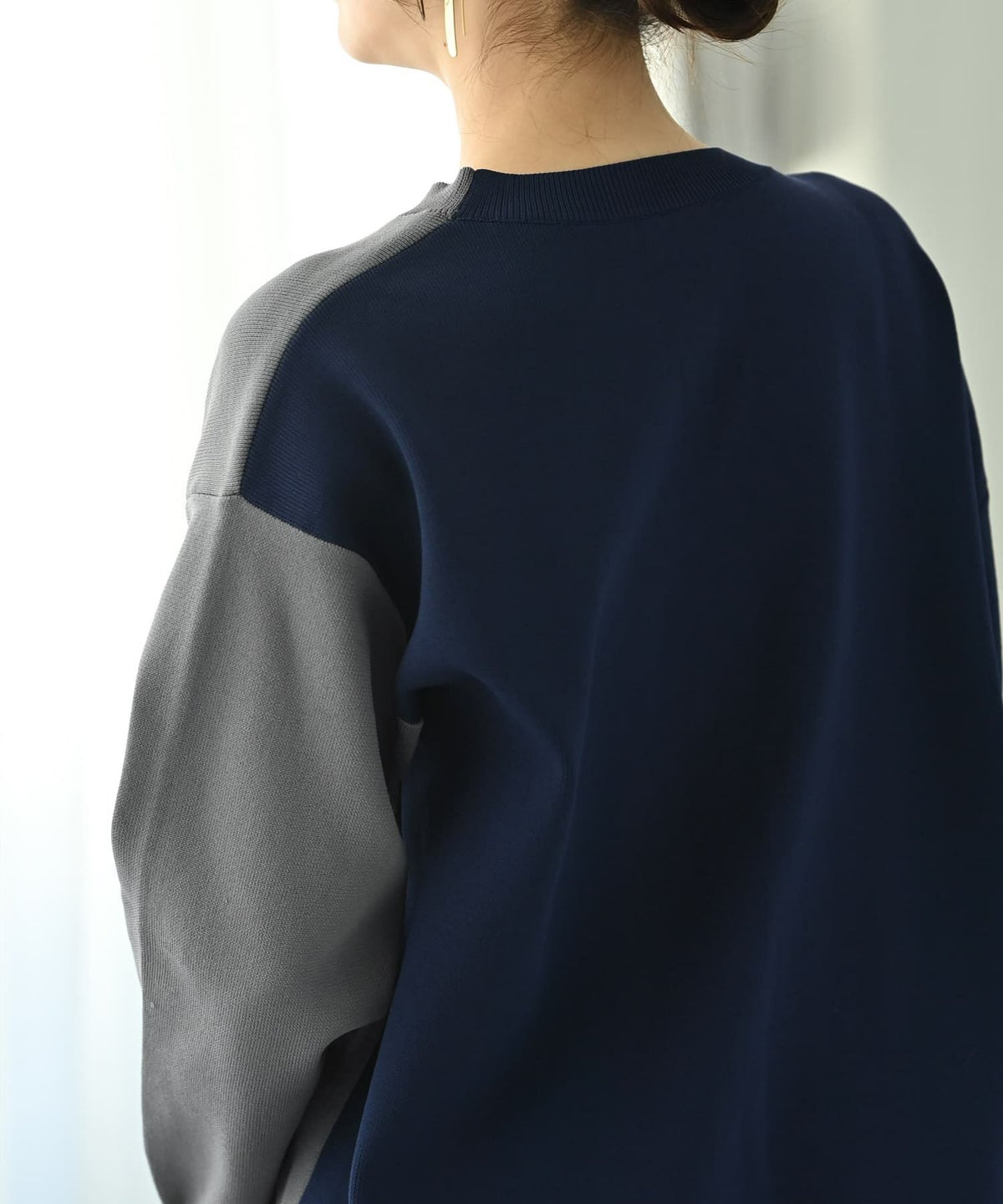 着用イメージ 172cm ネイビー×グレー