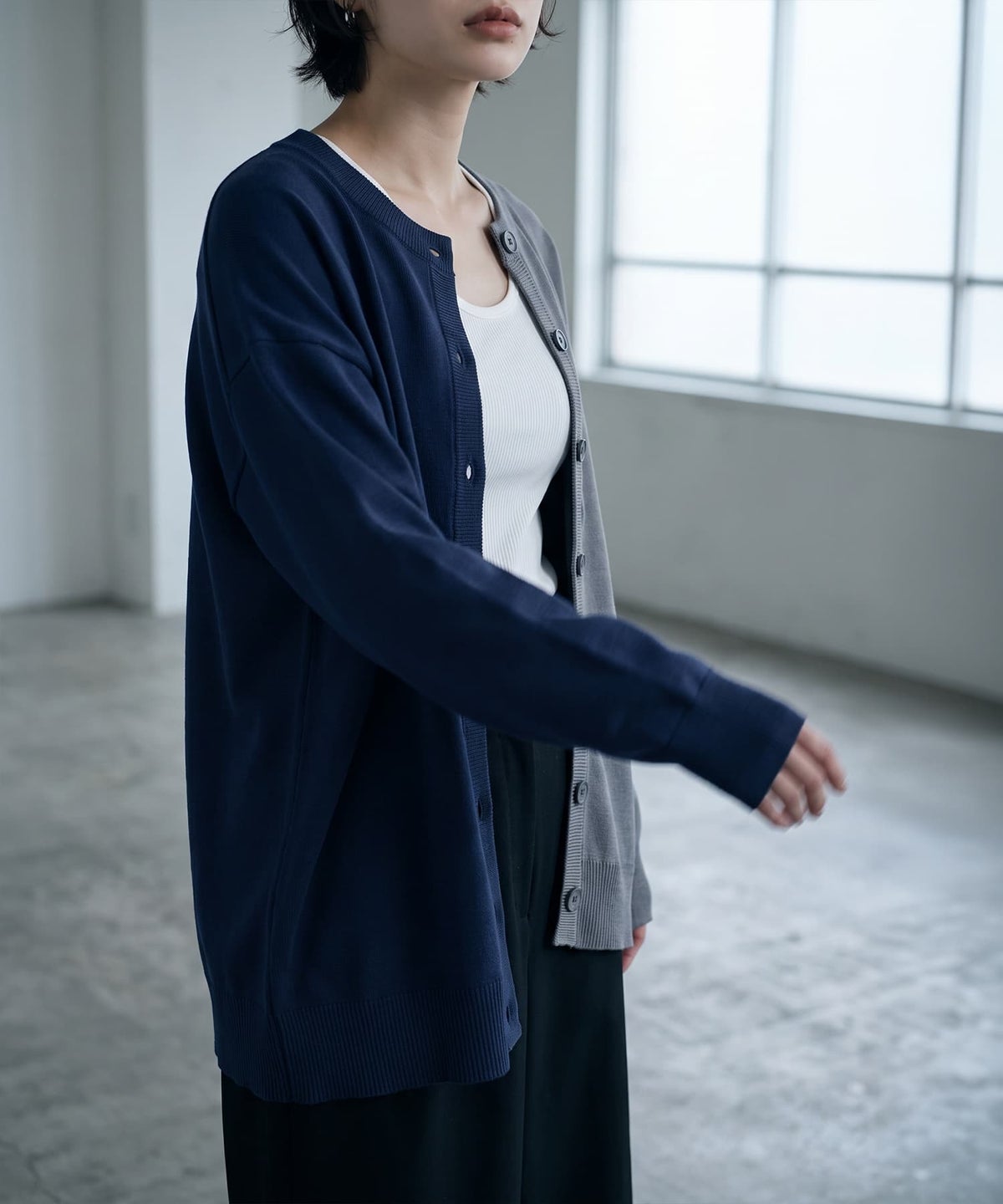着用イメージ 170cm ネイビー×グレー