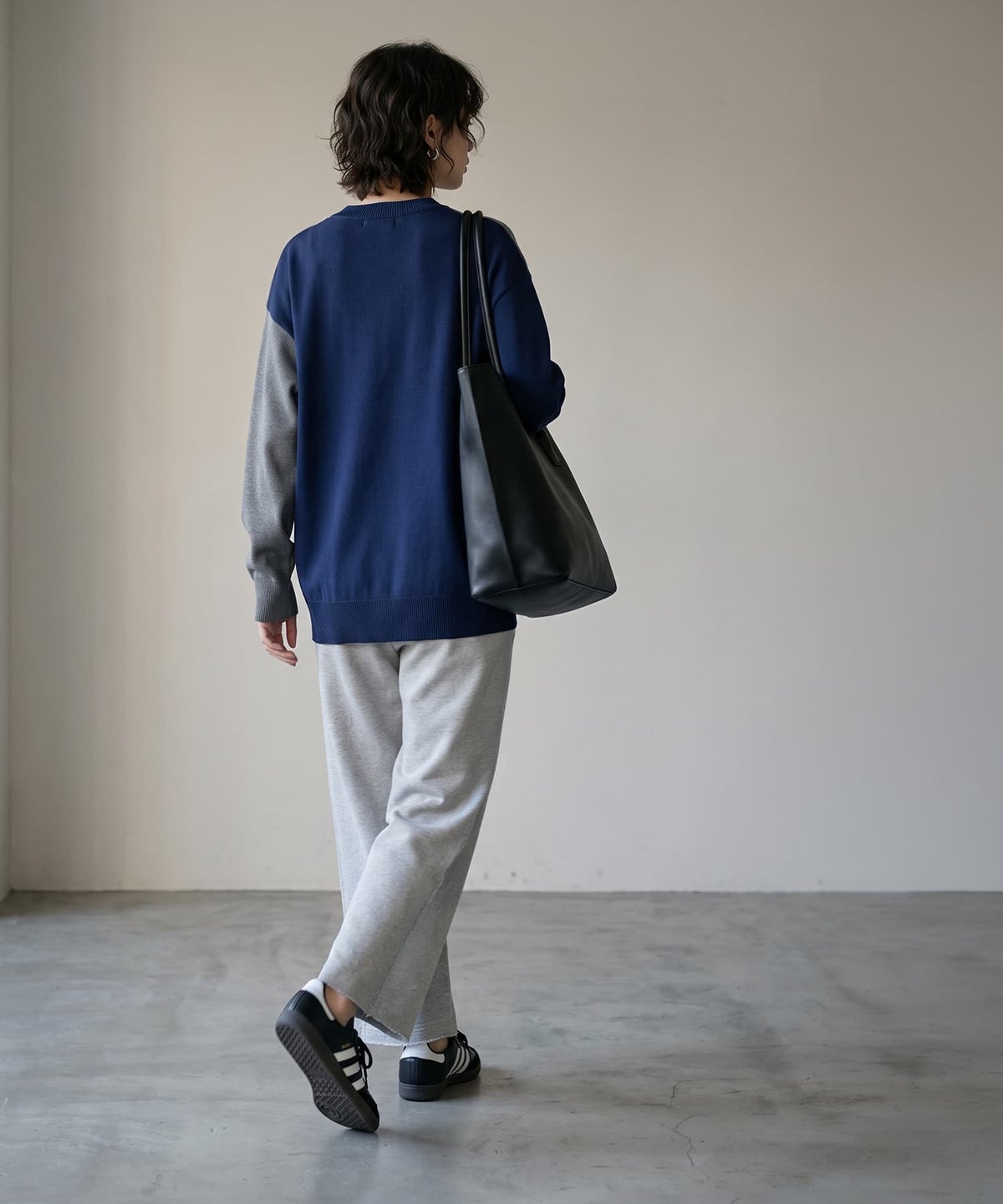着用イメージ 170cm ネイビー×グレー
