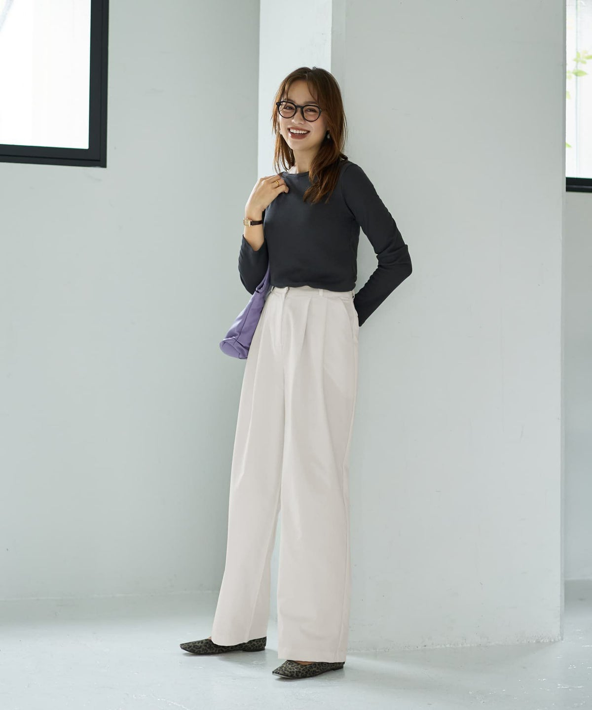 着用イメージ 167cm チャコール