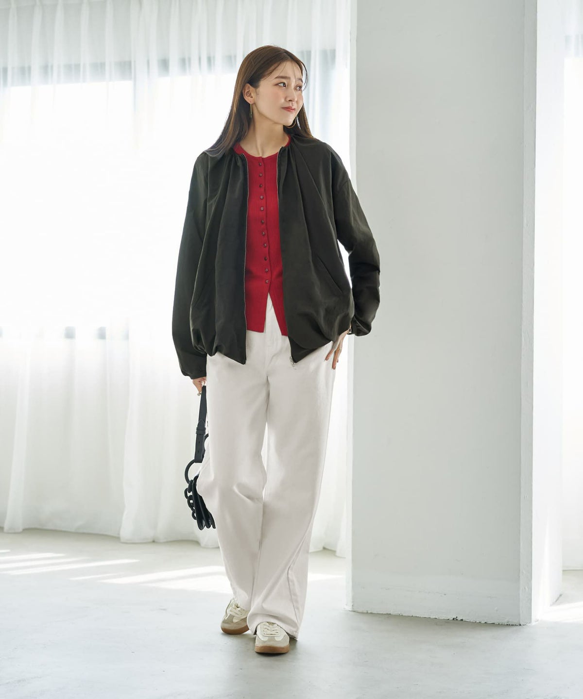 着用イメージ 166cm ダークカーキ