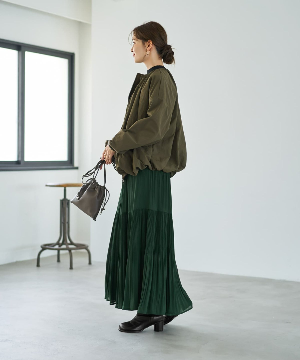 着用イメージ 166cm カーキ