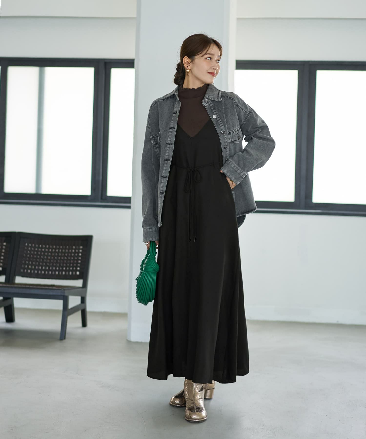 ジョーゼット生地キャミ型フレアジャンパースカート | おしゃれな大人