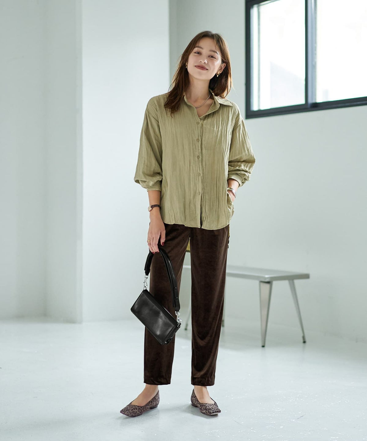 着用イメージ 167cm ライトカーキ