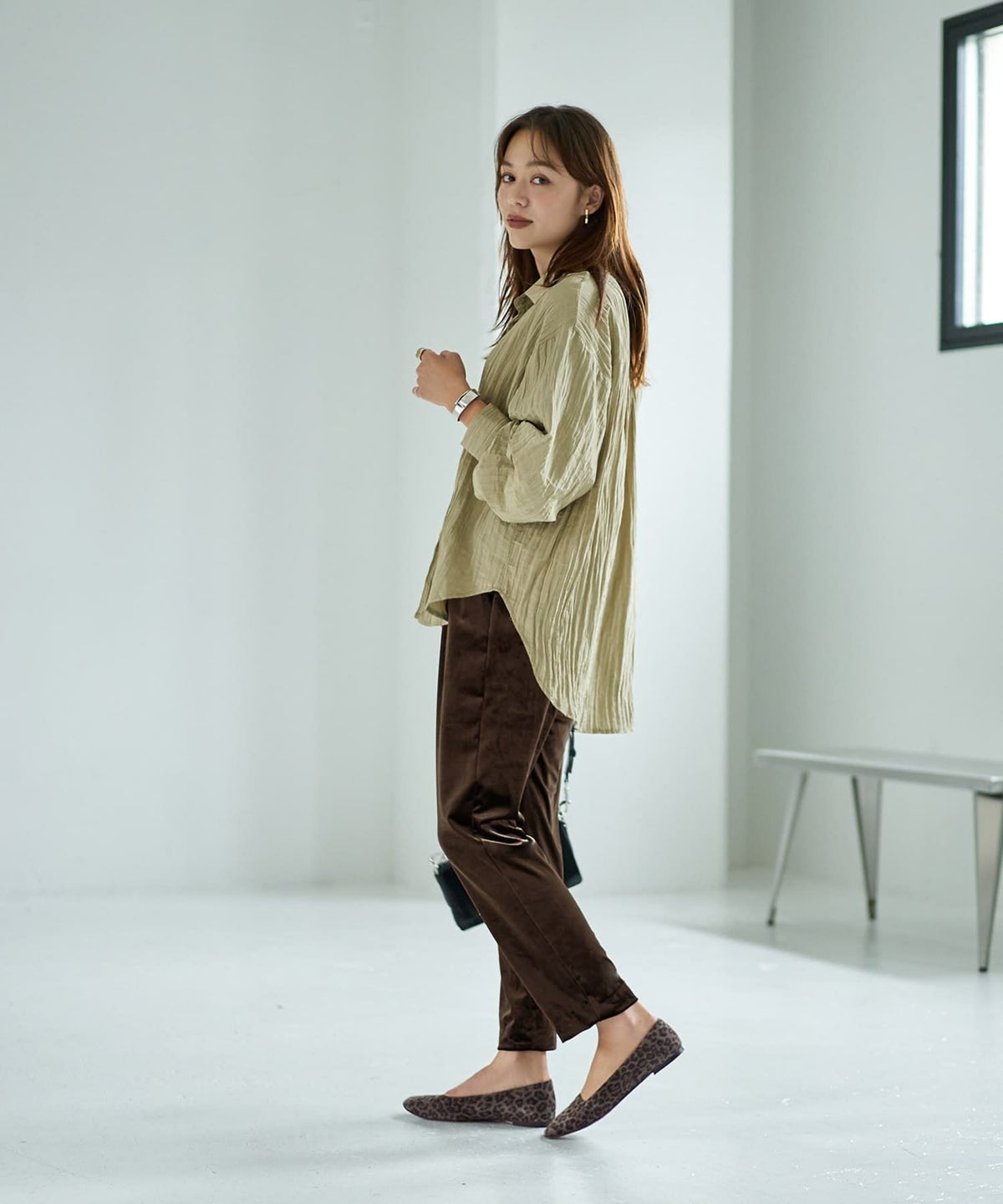 着用イメージ 167cm ライトカーキ