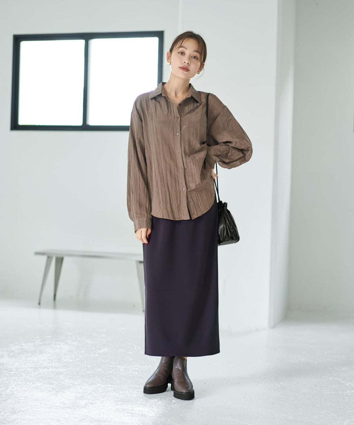 着用イメージ 167cm ブラウン