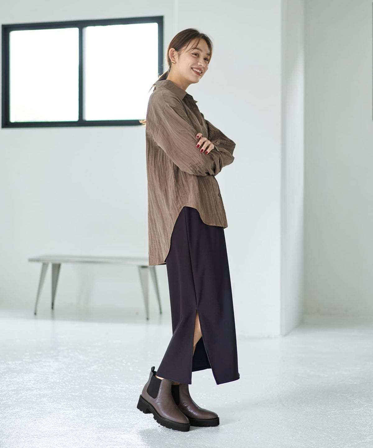 着用イメージ 167cm ブラウン