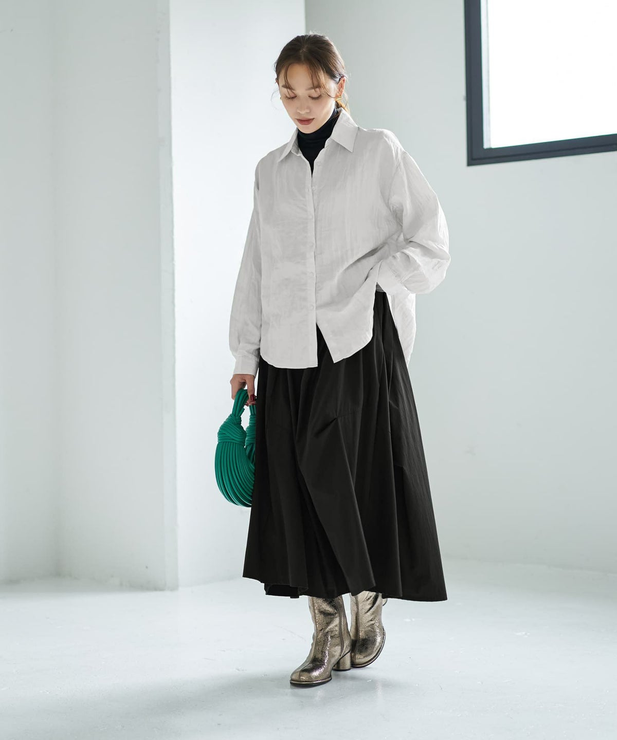 着用イメージ 167cm グレイッシュホワイト